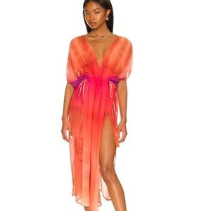 Agua Bendita Orange to Pink Ombre Sheer Swim Coverup